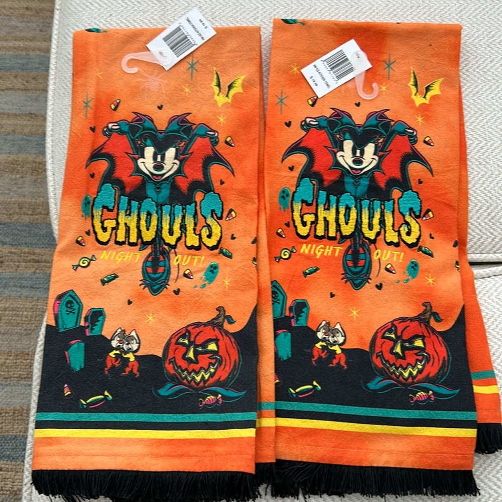 2 Disney Halloween dish towels